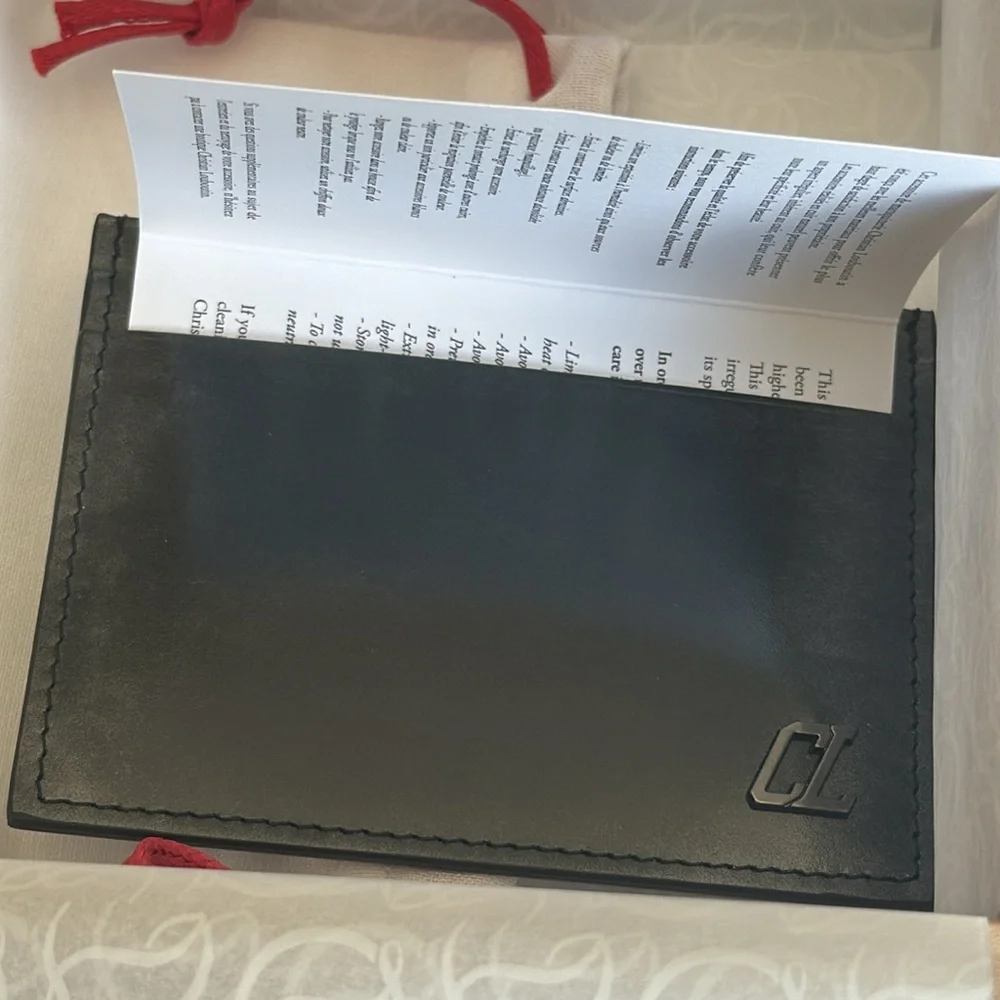 Christian Louboutin kios wallet card case gunmetal ombré silver black holder